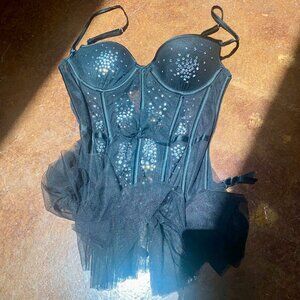 Victoria's Secret VS bling crystals black corset in 34B